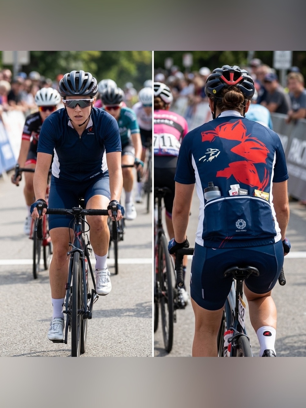 Pactimo Women's Cycle Bicycle Jersey Top Navy Blue & White Size XS-S